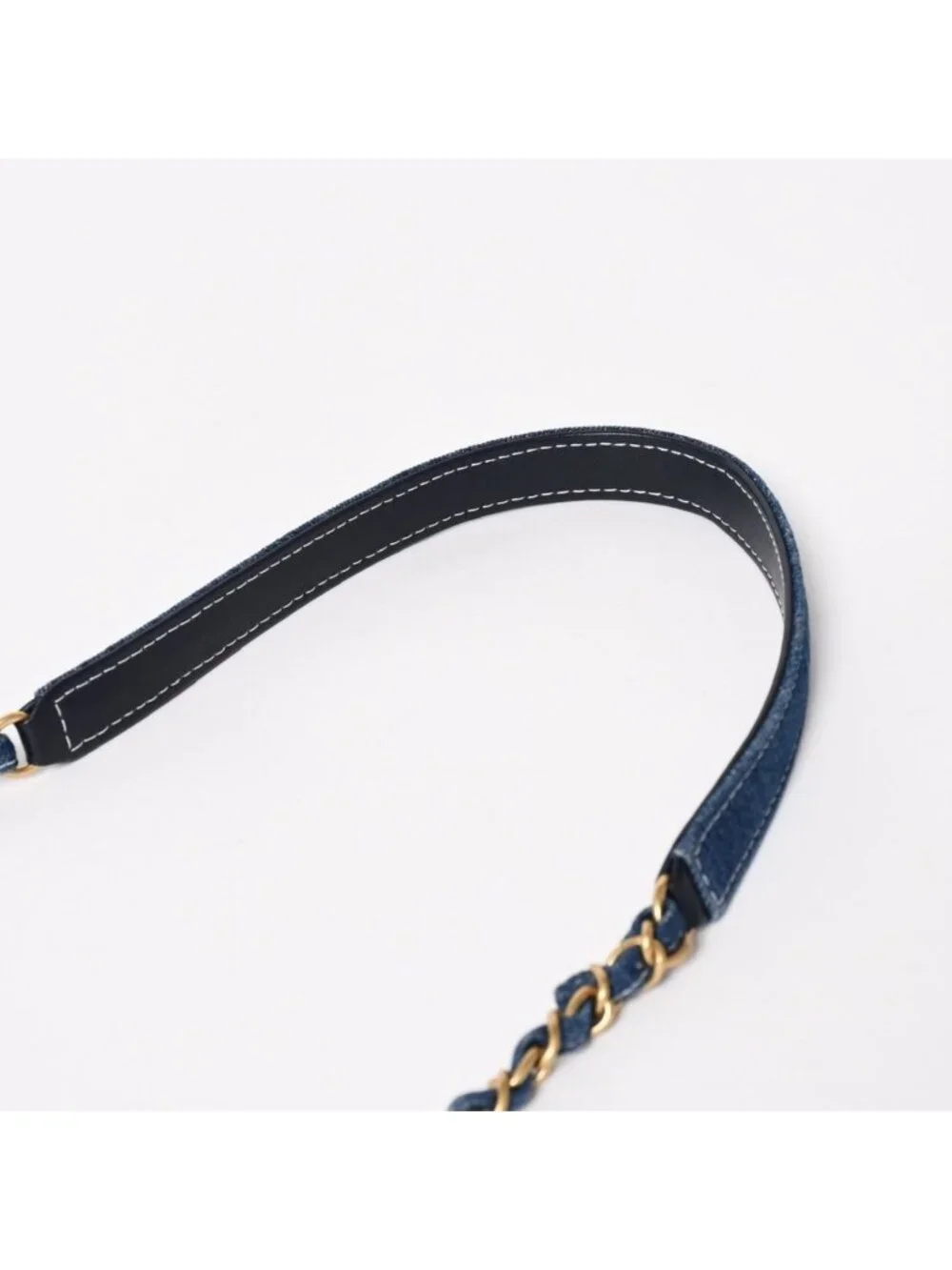 Chanel Vanity Chain Shoulder Bag CC Logo Denim Wild Stitch Gold